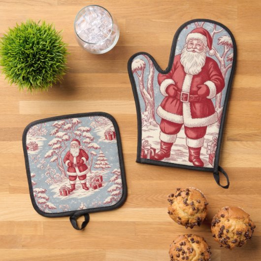 Christmas Oven Mitt & Pot Holder Set (Oben Unten)