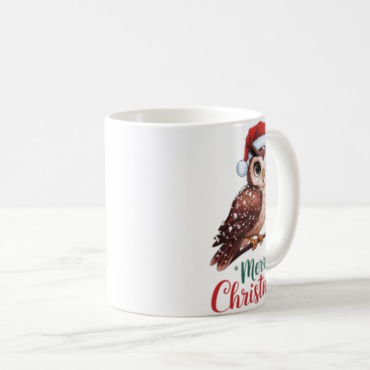 Christmas Owl Festive Design Merry Christmas Kaffeetasse (VorderseiteRechts)