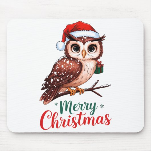 Christmas Owl Festive Design Merry Christmas Mousepad (Vorne)