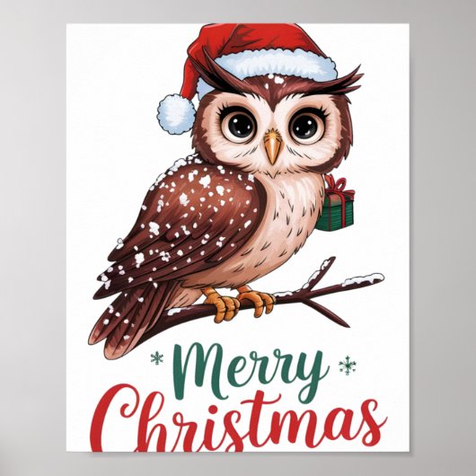 Christmas Owl Festive Design Merry Christmas Poster (Vorne)