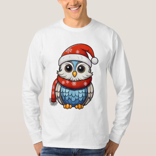 Christmas Owl – Festive Holiday T-Shirt for Adults (Vorderseite)