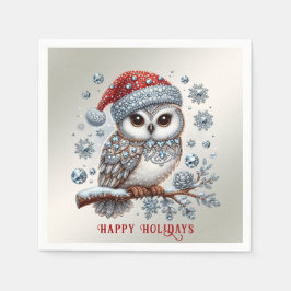 Christmas Owl Holiday Napkin Serviette
