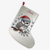 Christmas Owl Holiday Stocking Großer Weihnachtsstrumpf (Vorderansicht (hängend))
