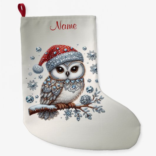 Christmas Owl Holiday Stocking Großer Weihnachtsstrumpf (Vorderseite)