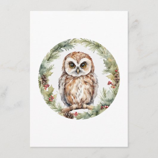 christmas owl illustration owl wall art holiday  hinweiskarte (Vorderseite)