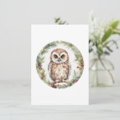 christmas owl illustration owl wall art holiday  hinweiskarte (Stehend Vorderseite)