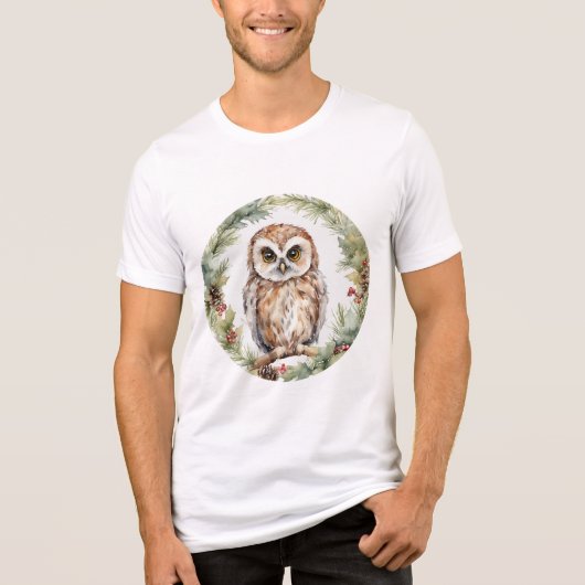 christmas owl illustration owl wall art holiday  Tri-Blend shirt (Vorderseite)