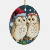 Christmas owls Ceramic Ornament (Rechts)