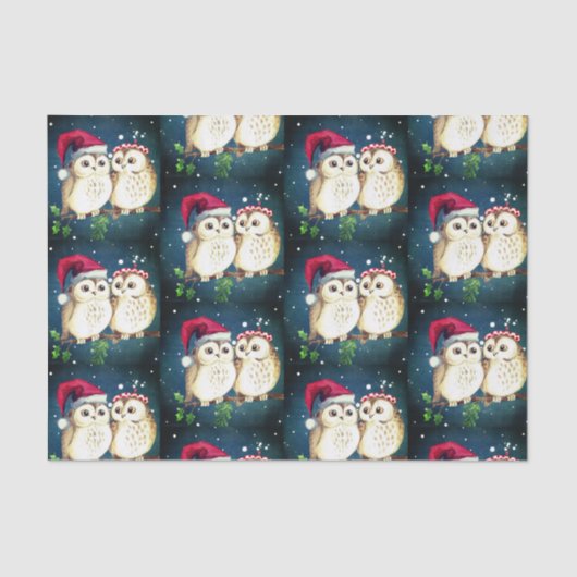 CHRISTMAS OWLS Tissue Paper Seidenpapier (Vorderseite)