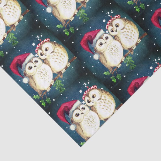 CHRISTMAS OWLS Tissue Paper Seidenpapier (Ausschnitt)