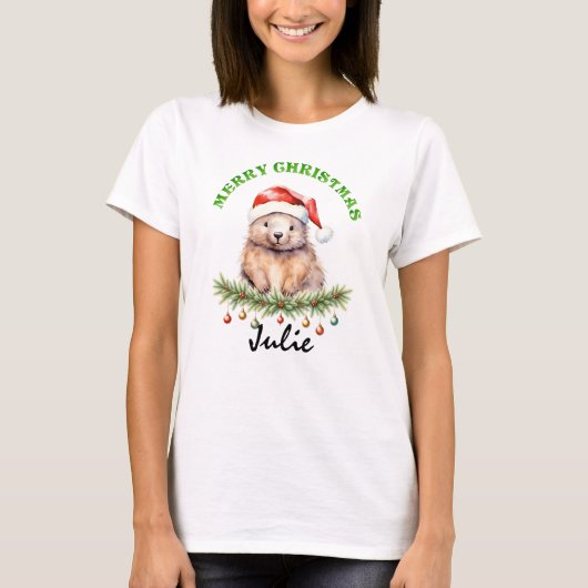 Christmas Oz Animals Wombat Matching Women's T-Shirt (Vorderseite)