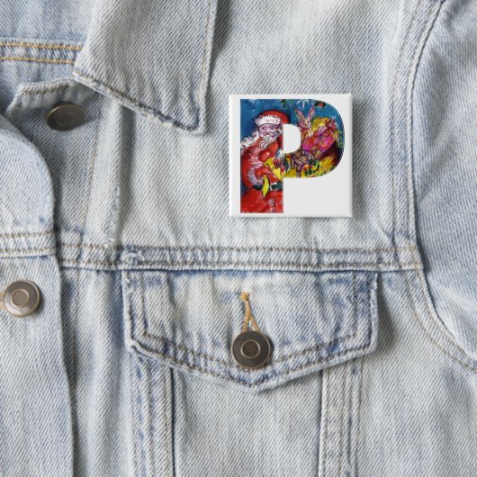 CHRISTMAS P SCHREIBEN / SANTA MIT GIFTMONOGRAMM BUTTON (Beispiel)