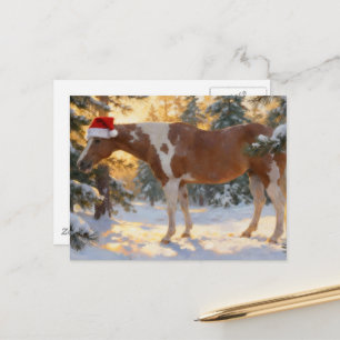 Christmas Paint Horse Stute Winterwald Postkarte