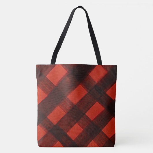 Christmas Painted Red Black Plaid Tartan Holiday Tasche (Vorderseite)