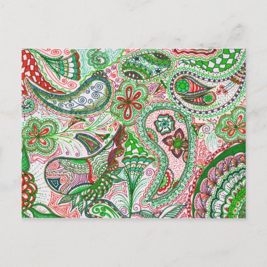 Christmas Paisley Post Card Feiertagspostkarte (Vorderseite)