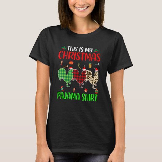 Christmas Pajama Chicken  Animals Xmas Tree Lights T-Shirt (Vorderseite)