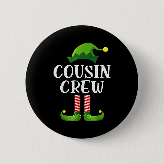 Christmas Pajama Cousin Crew Funny Elf Matching Pa Button (Vorderseite)