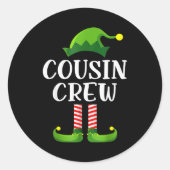 Christmas Pajama Cousin Crew Funny Elf Matching Pa Runder Aufkleber (Vorderseite)