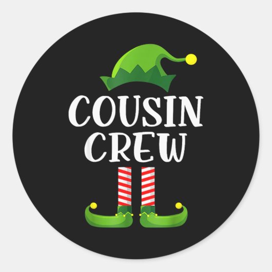 Christmas Pajama Cousin Crew Funny Elf Matching Pa Runder Aufkleber (Vorderseite)