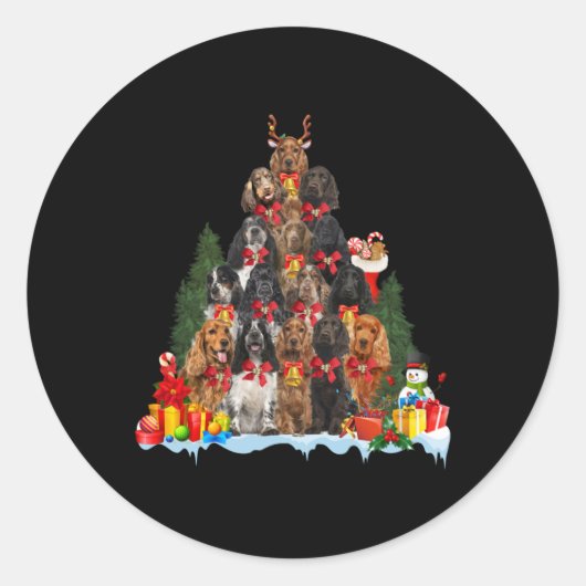 Christmas Pajama English Er Spaniel Xmas Tree T Sh Runder Aufkleber (Vorderseite)