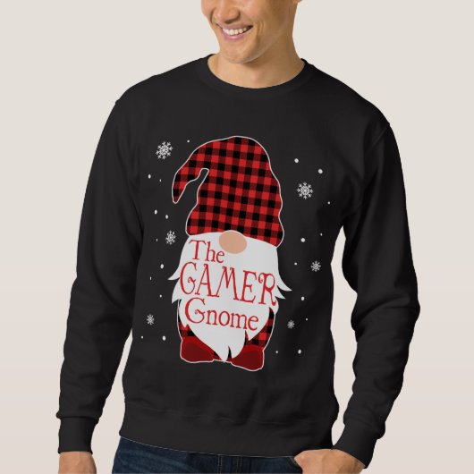 Christmas Pajama Family Gift Gamer Gnome Buffalo P Sweatshirt (Vorderseite)