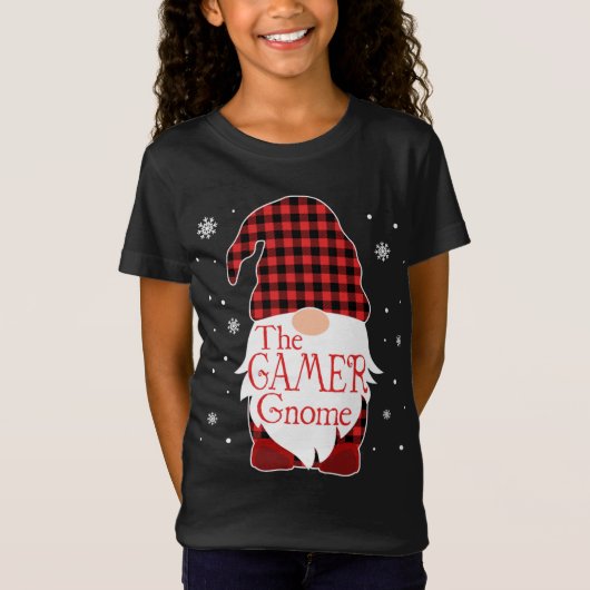 Christmas Pajama Family Gift Gamer Gnome Buffalo P T-Shirt (Vorderseite)