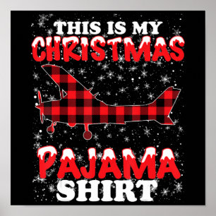 Christmas Pajama Funny Aviation Airplan Geschenk Poster