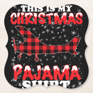 Christmas Pajama Funny Aviation Airplan Geschenk Untersetzer