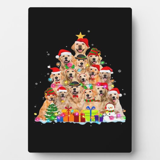 Christmas Pajama Golden Retriever Tree Xmas Gift D Fotoplatte (Vorderseite)