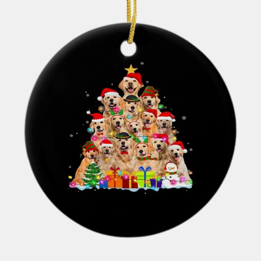 Christmas Pajama Golden Retriever Tree Xmas Gift D Keramik Ornament (Vorne)