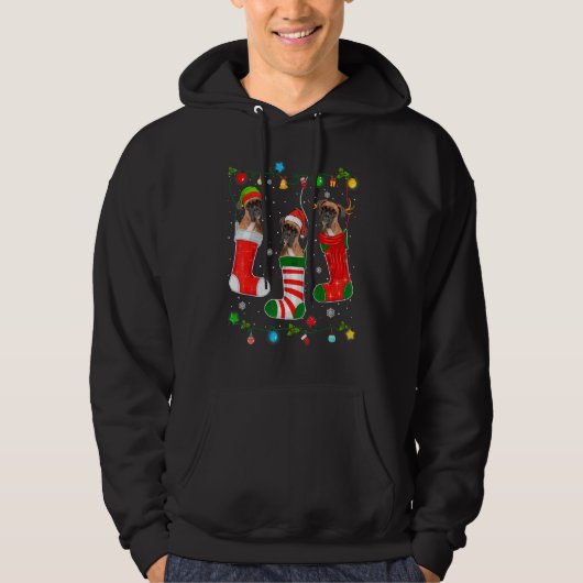 Christmas Pajama Lights Boxer Doppy Puppy Lover Hoodie (Vorderseite)