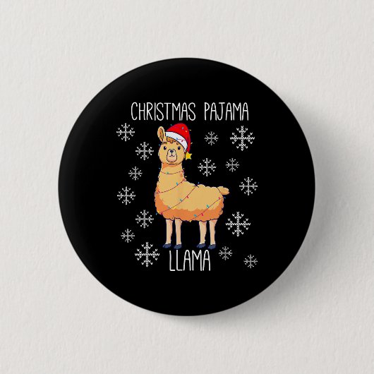 Christmas Pajama Llama Button (Vorderseite)