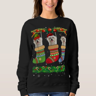 Christmas Pajama Maltese Hund Welpe Lover Xmas Soc Sweatshirt