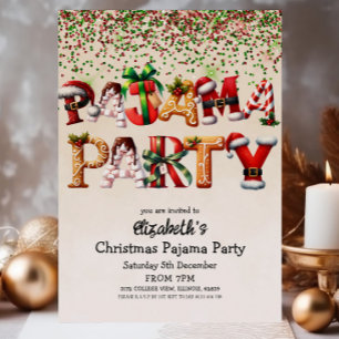 Christmas Pajama Party Candy Cane Weihnachtsmannmü Einladung