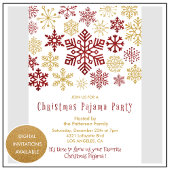 Christmas Pajama Party Chic Red Niedlich Snowflake Einladung