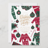 Christmas Pajama Party Classic Red Green Einladung (Vorderseite)