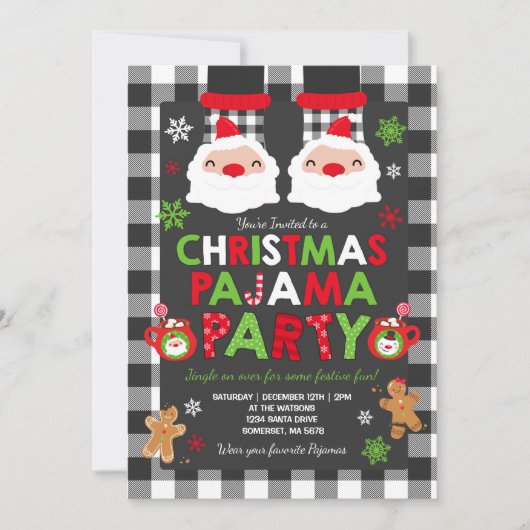 Christmas Pajama Party Einladung Holiday Pajamas (Vorderseite)