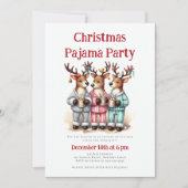 Christmas Pajama Party Funny Reindeer Sleepover Einladung (Vorderseite)