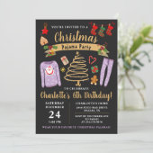 Christmas Pajama Party Girls Sleepover Geburtstag Einladung (Stehend Vorderseite)