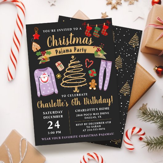 Christmas Pajama Party Girls Sleepover Geburtstag Einladung