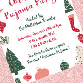 Christmas Pajama Party Glitzer niedliche Illustrat Einladung