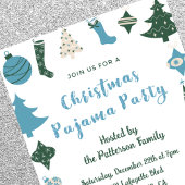 Christmas Pajama Party Glitzer niedliche Illustrat Einladung