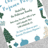 Christmas Pajama Party Glitzer niedliche Illustrat Einladung