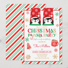 Christmas Pajama Party Red Holiday Pajama Party Einladung