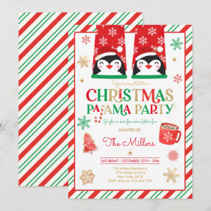 Christmas Pajama Party Red Holiday Pajama Party Einladung