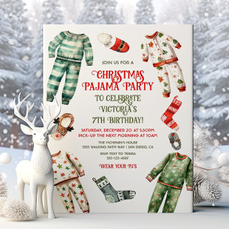 Christmas Pajama Party Sleepover Geburtstag Einladung