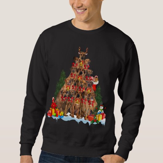 Christmas Pajama Rhodesian Ridgeback Xmas Tree Gif Sweatshirt (Vorderseite)