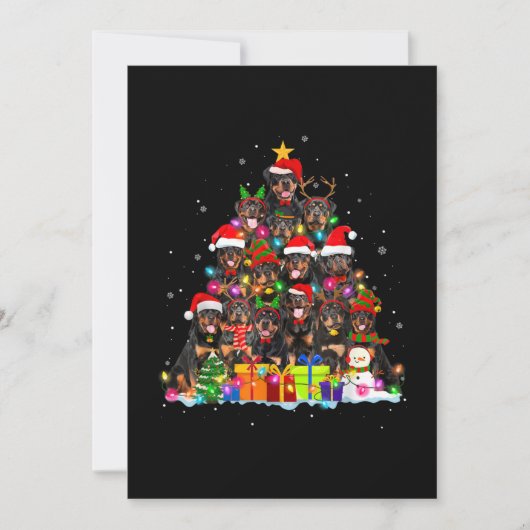 Christmas Pajama Rottweiler Tree Xmas Vater Mama Einladung (Vorderseite)