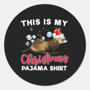 Christmas Pajama Santa Ferret Lover Runder Aufkleber