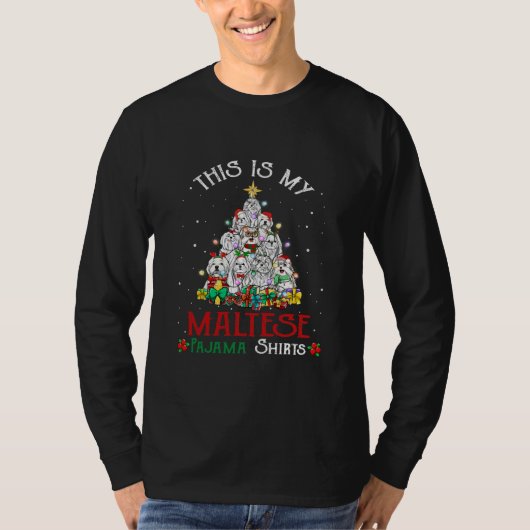 Christmas Pajama Shirt Funny Maltese Tree Dog (Vorderseite)
